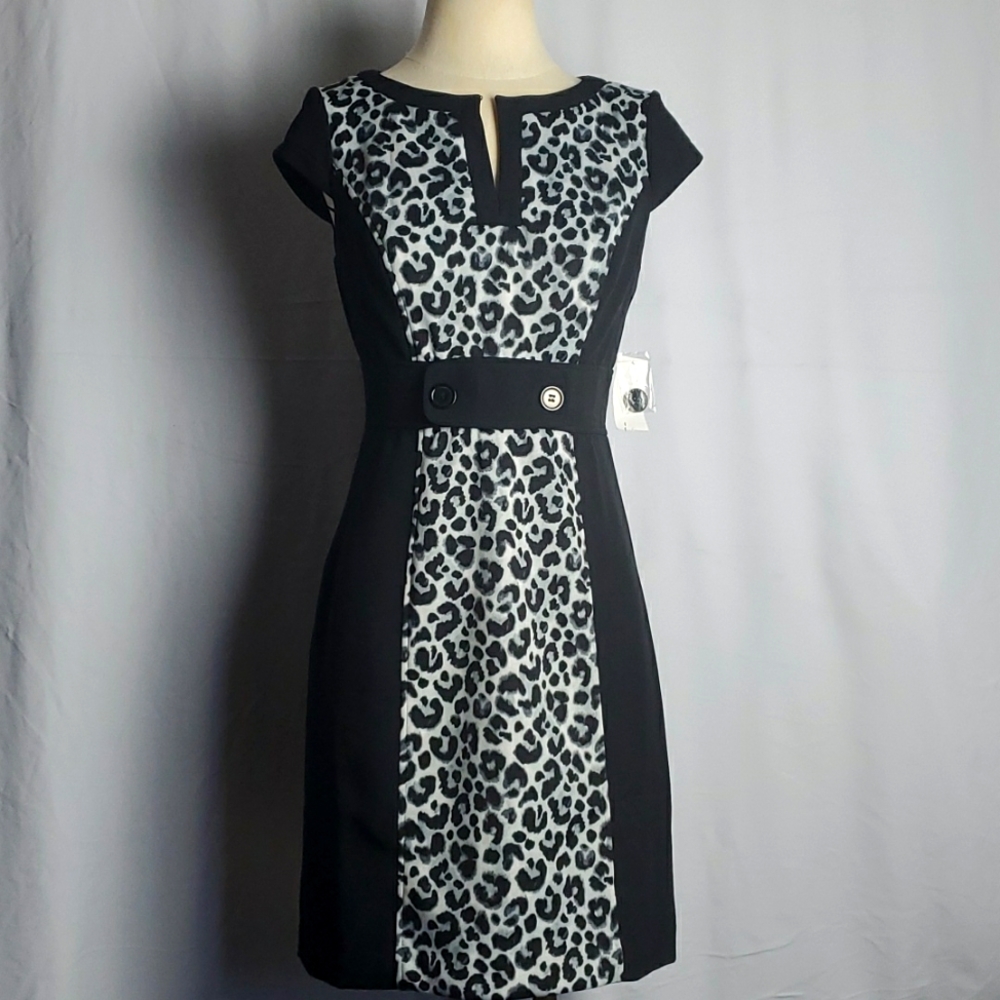 STUDIO ONE NEW YORK DRESS, ANIMAL PRINT, SIZE 4, NEW W TAG